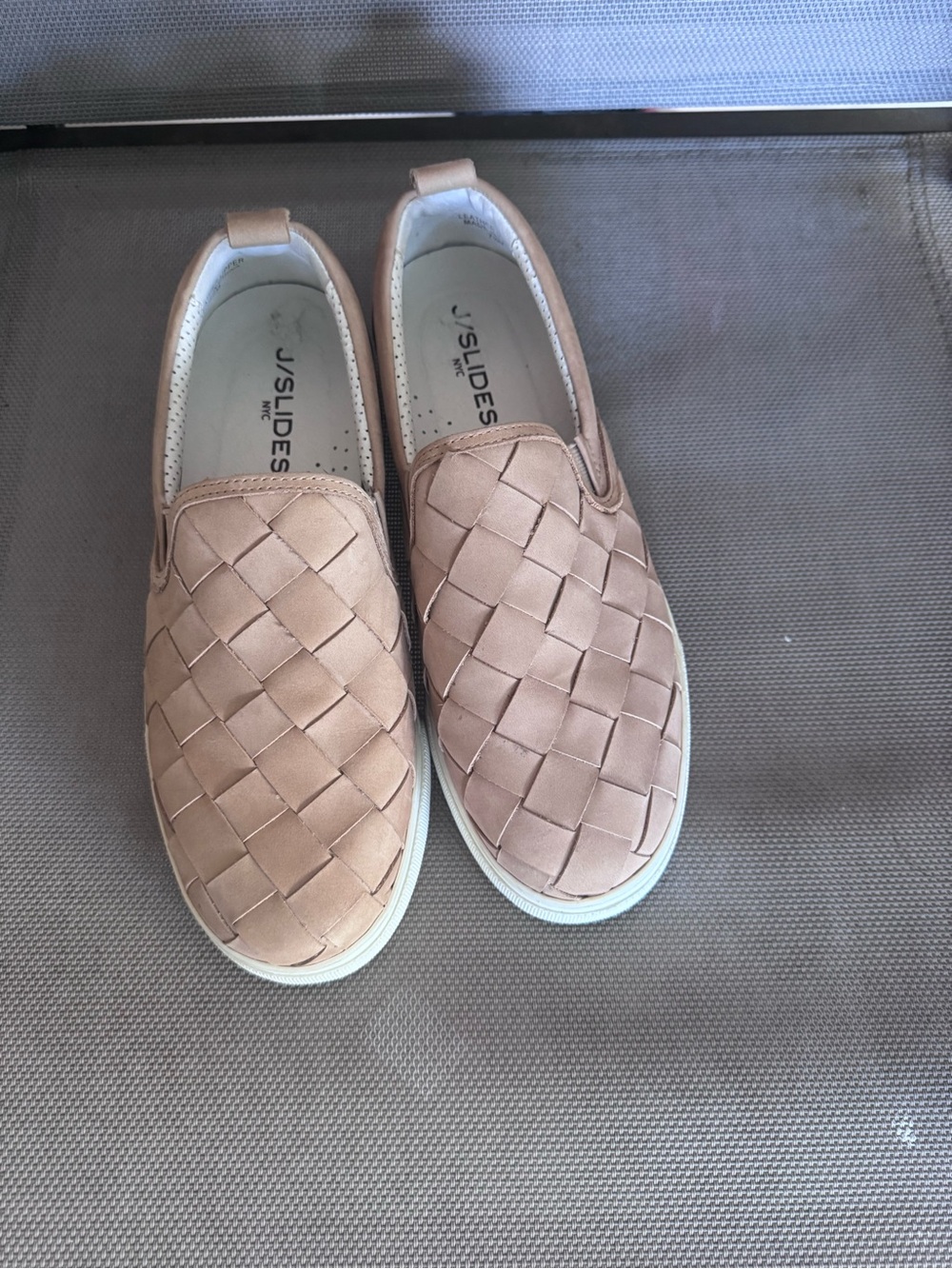 J/SLIDES Kids Woven Slip-On Sneakers in Tan